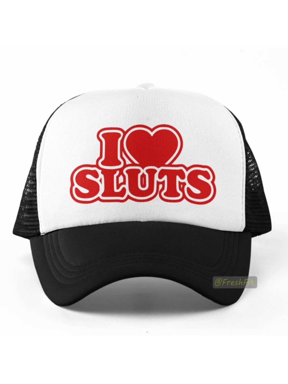 🆕Funny Inappropriate I Heart Sl*ts Foam Trucker Hat Mesh Snapback Black/White